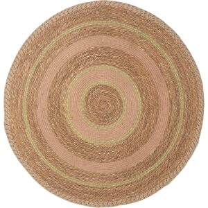 ALFOMBRA MIMBRE ø150CM NATURAL/VERDE