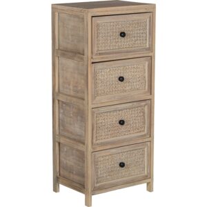 CAJONERA MADERA C/4 CAJONES MIURAL TELA BLANCA