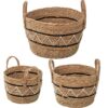 SET 3 CESTOS HIERBA DE MAR NATNCO/NATURAL+ ALGODÓN NEGRO