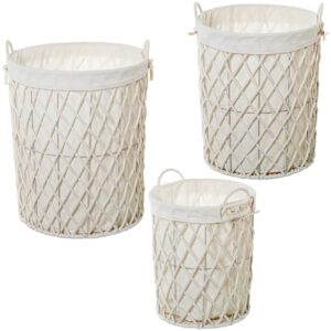 SET 3 CESTOS CUERDA DE PAPEL B/TELA 70%+30% ALGODÓN/POLIÉSTE