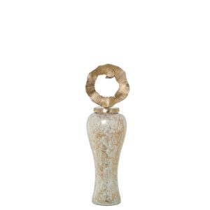 JARRÓN CRISTAL C/TAPA ALUMINIORADO