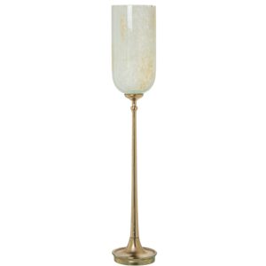 PORTAVELAS CRISTAL C/PIE ALUMINIO DORADO