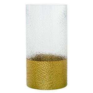 JARRÓN CRISTAL TRANSPARENTE BASE DORADA