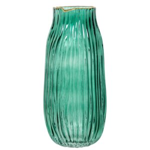 JARRÓN CRISTAL VERDE FILO DORAENTE