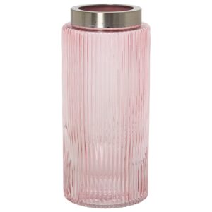 JARRÓN CRISTAL ROSA BORDE DORADA