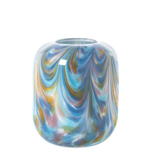 JARRÓN CRISTAL BLANCO/AZUL