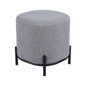PUF TAPIZADO GRIS OSCURO C/PATMETAL NEGRO