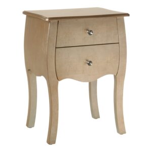 MESA DE NOCHE C/2 CAJONES MADERA PLATA