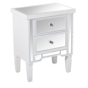 MESA DE NOCHE MADERA/ESPEJO C/ CAJONES BLANCO