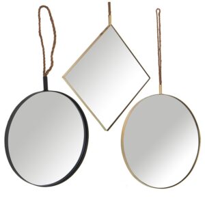 SET 3 ESPEJOS METAL DORADO C/C