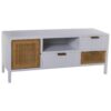 MUEBLE TV MADERA 2 CAJONES+PUES+PUERTA BLANCO/RATÁN