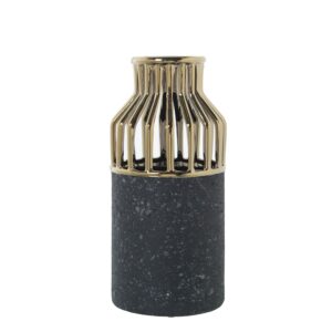 JARRÓN CERÁMICA ORO/GRIS OSCURO