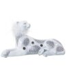FIGURA RESINA LEOPARDO BLANCO/PLATA C/PLUMA ARTIFICIAL