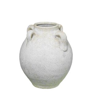 JARRÓN CERÁMICA C/ASAS 24CM BLANCO RÚSTICO