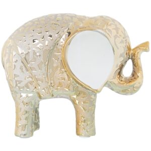 FIGURA ELEFANTE CERAMICA DORAD